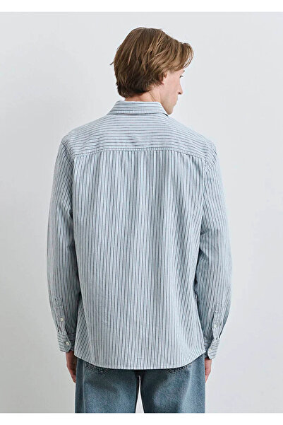 Mavi Çizgili Erkek Gömlek M0211696-90915