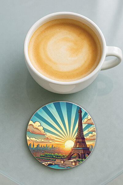 Cekuonline قاعدة كوب دائرية من البليكسي جلاس مع نمط مطبوع فردي بتصميم صن شاين باريس