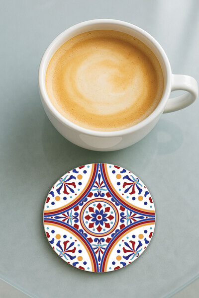 Cekuonline قاعدة كوب دائرية من البليكسي مع نقش مطبوع ورسم عثماني فردي