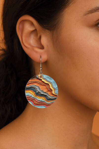 Cekuonline Women's Earrings Patterned Stylist Hooked 3.5X5Cm Round Transparent Earrings Federica
