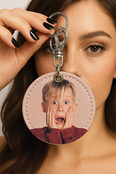 Cekuonline Premium Faux Leather Patterned Themed Metal Hook Keychain 6X6Cm Pi...