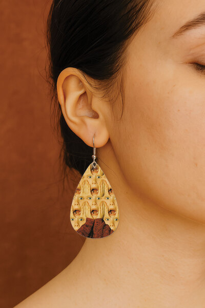 Cekuonline Women's Earrings Patterned Stylist Hook Printed Earrings Drop Transparent Home Alone