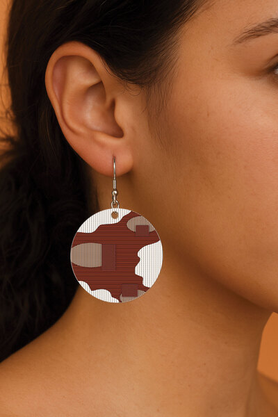 Cekuonline Women's Earrings Patterned Stylist Hooked 3.5X5Cm Round Transparent Earrings Fundos