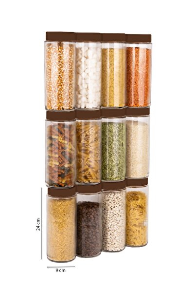 Karçiçeği Home 12'Lİ 1500 ml Pinterest Model Cam Kavanoz Saklama Kabı