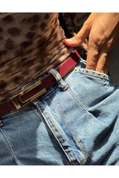 LİA KEMER Classic Plain Gold Buckle Belt