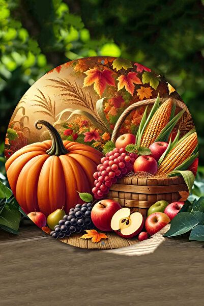 kutuTR Dekoratif UV Baskılı 3D GÜRÜNÜMLÜ MDF Duvar Süsü – Sonbahar Meyve ve S...