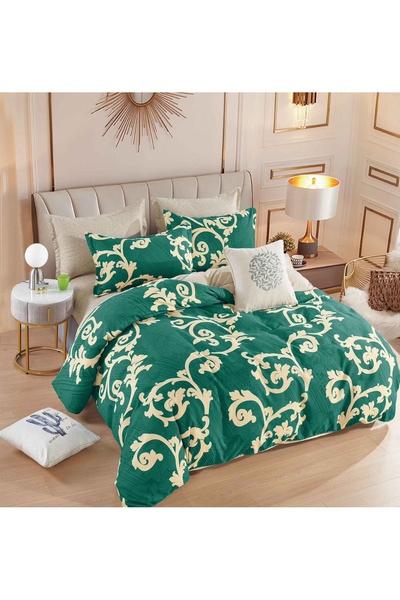 FIONNA.RO Lenjerie De Pat Finet Superior Cu Elastic - Crem/Verde Royal