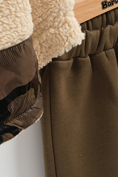 Mini Baray Baby boy camouflage pattern plush tracksuit 3-piece set (9-12-18 months)