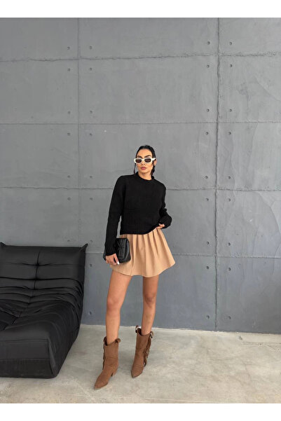 Zerenyus Knitted Sweater with Pockets Black