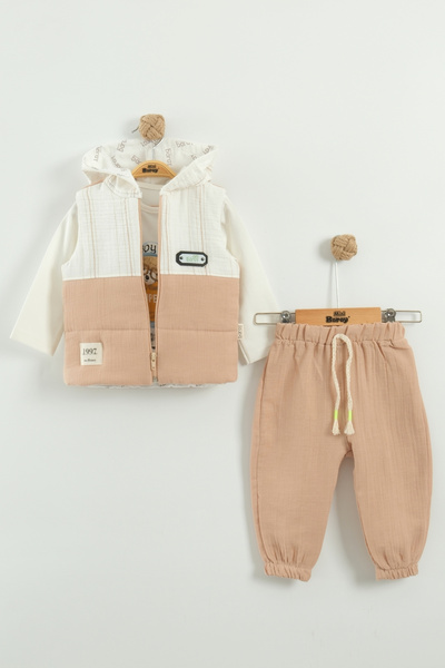 Mini Baray Baby Boy Coat and Jogger Pants 3-Piece Set (9-12-18 Months)