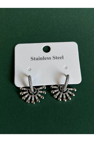 AKSESUARIM Silver Yelpaze Çelik Küpe