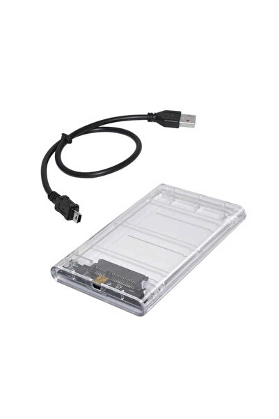 Koodmax 2.5 inç Sata USB Hdd Ssd Harddisk Kutusu - Şeffaf - Mini USB Girişli