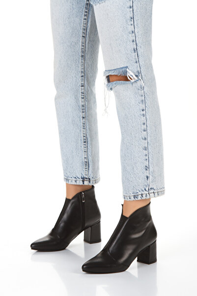 NOXMARK Cizme de damă din piele naturală, cu toc gros, căptușite cu pene de cămilă, cu elastic în față