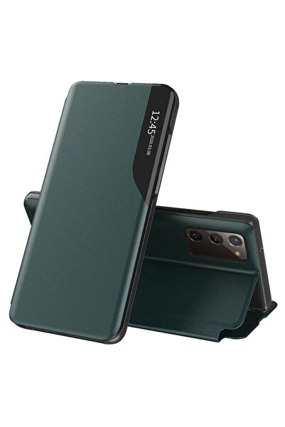 Techsuit Husa Samsung Galaxy S20 FE Leather View flip tip carte, verde