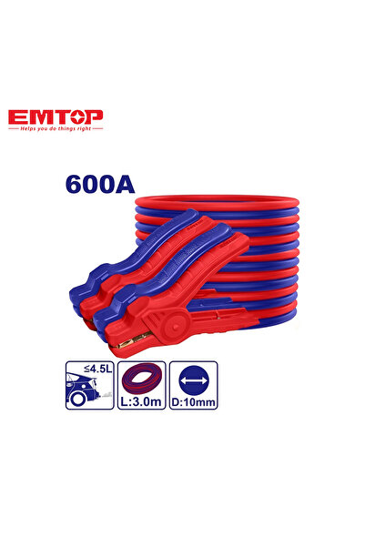 EMTOP Car Battery Jump Cable - 200 Amp, 2.5 Meters | Reliable Performance and Efficiency for Jump Starting Vehicles