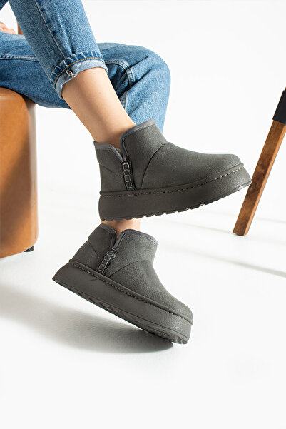 YM Pabuc Kadın Günlük Kışlık Bot Taban Dikişli Peluş Astarlı Sıcak Tutucu Rahat Ayakkabı