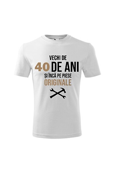 OEM Εξατομικευμένο ανδρικό μπλουζάκι, λευκό, '40 ετών και ακόμα με τα γνήσια ανταλλακτικά', XL