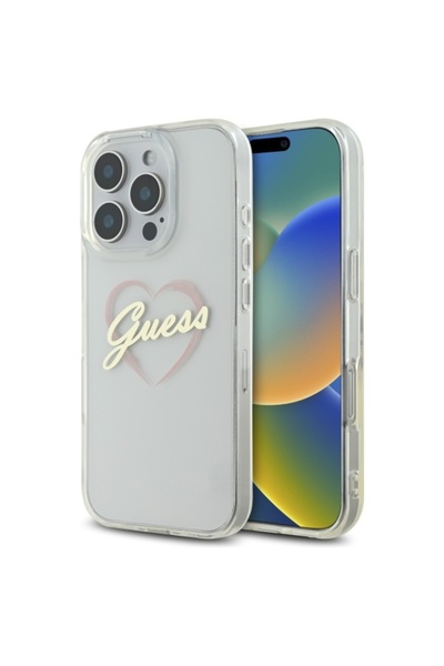 Guess Husa Hardcase IML Heart iPhone 16 Pro Max, transparenta, GUHCP16XHCHGSPT