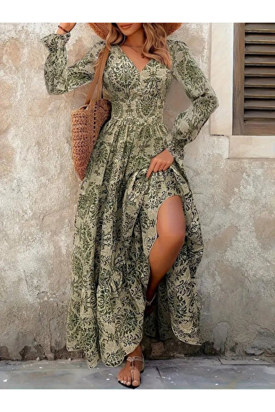 Modayakamoz Nova sezonska ženska haljina dugih rukava Kruvaze izrez sa elasti...