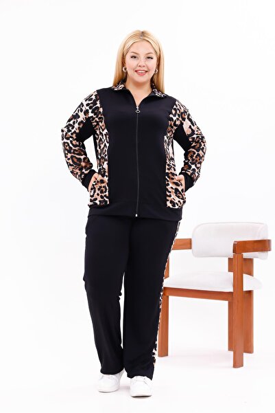 Siyezen Plus Size Leopard Detailed Modal Fabric Set