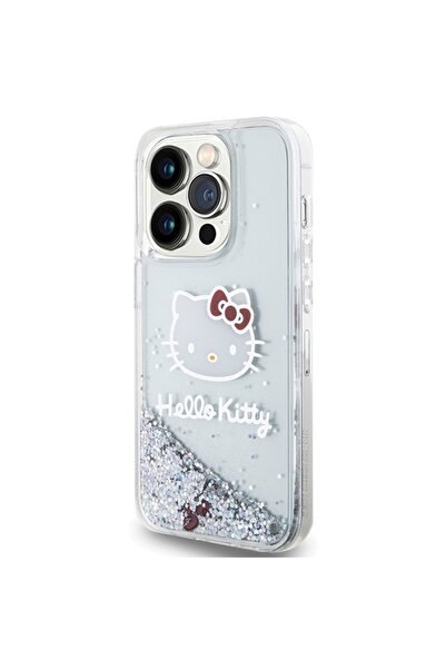 Hello Kitty Husa Hello Kitty iPhone 13 Pro Hardcase Liquid Glitter Charms Kitty Head, HKHCP13LLIKHET, argintiu