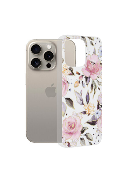 Techsuit Husa iPhone 15 Pro Max Marble, Chloe White