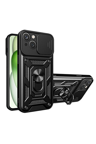 Techsuit Husa iPhone 15 Plus protectie camera CamShield Series, negru