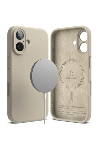 Ringke Husa iPhone 16 Plus Silicone Magnetic MagSafe, crem