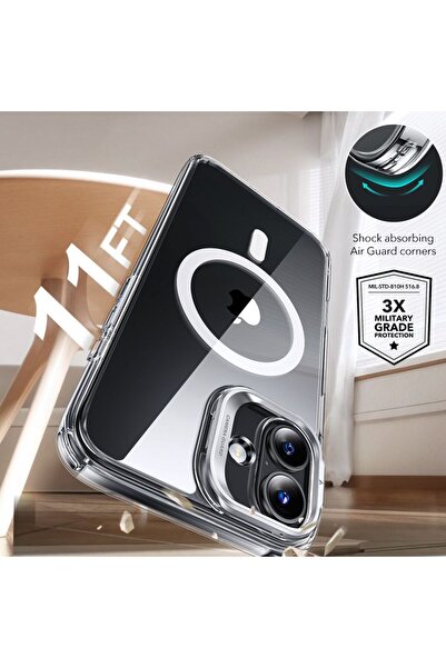 ESR [360° Package] iPhone 16 Plus Classic Hybrid HaloLock Kickstand Case + Film, Transparent
