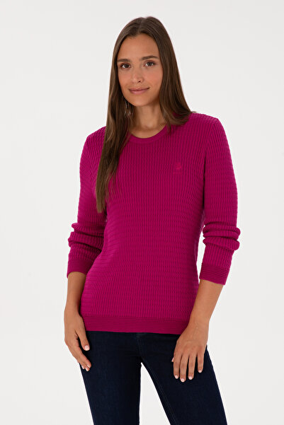 U.S. Polo Assn. Kadın Fuşya Bisiklet Yaka Basic Kazak 50307763-VR023