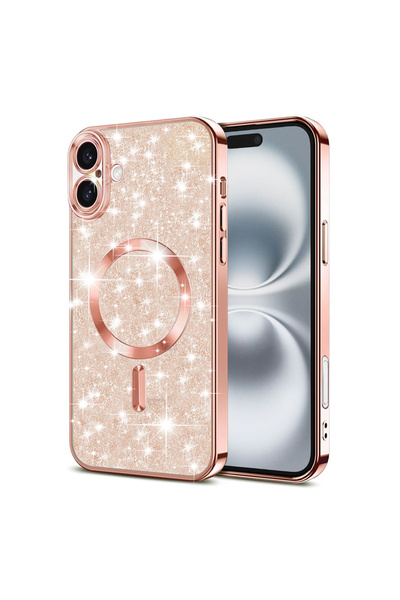 Techsuit Θήκη MagSafe Premium με γκλίτερ για iPhone 16 Plus, ροζ χρυσό