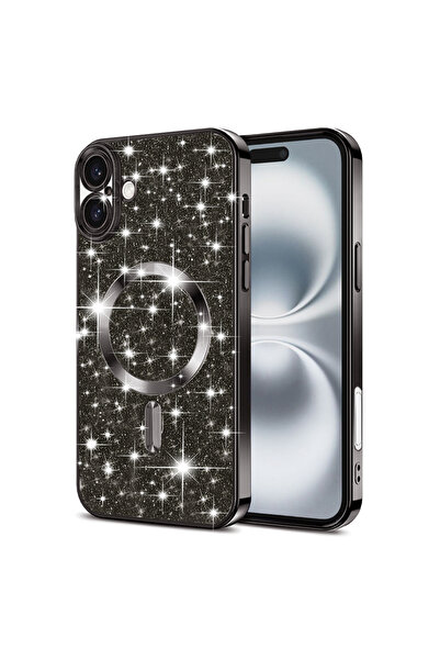 Techsuit Husa premium iPhone 16 Plus Luxury Glitter MagSafe, negru
