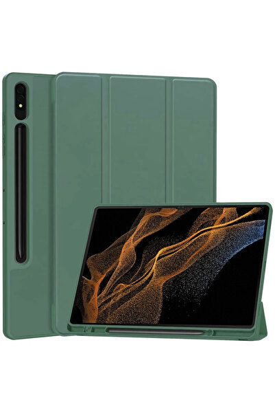 Techsuit Husa Samsung Galaxy Tab S8 Ultra Flex Trifold Pen, verde inchis