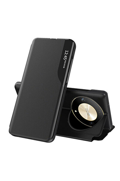 Techsuit Husa Honor Magic6 Lite Leather View flip tip carte, negru