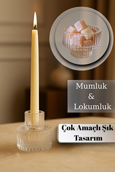 Kırmızı Beyaz Home 3 adet Çok Amaçlı Cam Mumluk ve Lokumluk – Şık Dekoratif T...