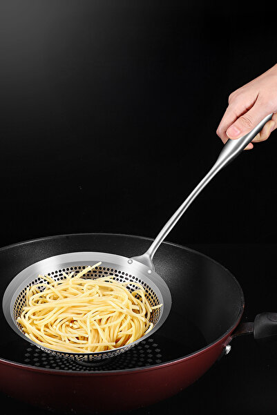 Vadi Paslanmaz Çelik Delikli Kepçe Kaşık – Yağ Süzme Kızartma Haşlama Kevgiri...