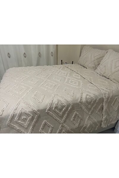 Tekstilsa Scandinavian Double Bedspread 240 X 250 cm and 2 Pillows Capuchino