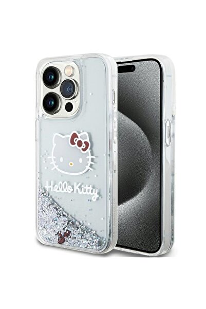Hello Kitty Husa Hello Kitty iPhone 14 Pro Hardcase Liquid Glitter Charms Kitty Head, HKHCP14LLIKHET argintiu