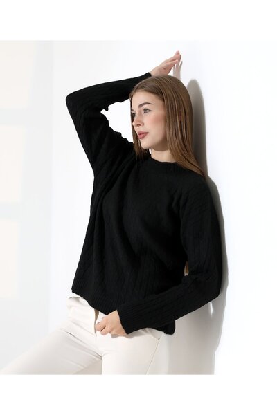 REDMİNA fashion Contrast Textured Knit Sweater