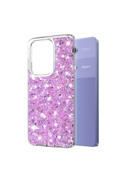 Techsuit Husa cu sclipici Xiaomi Redmi Note 13 Pro 4G Sparkly Glitter, magenta