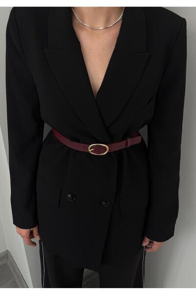 LİA KEMER Oval Gold Buckle Belt