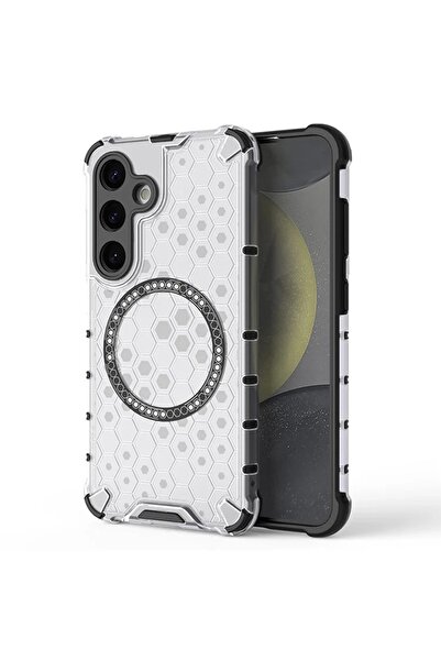 Techsuit Husa transparenta Samsung Galaxy S24 HoneyComb Shield MagSafe, alb