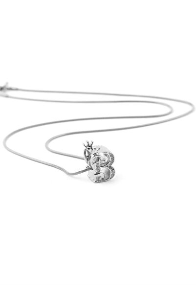 YUNİCCİ & CO B harfli taçlı SİLVER kolye