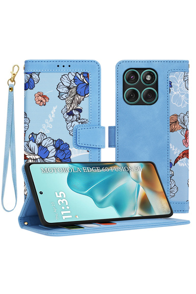 Techsuit Husa personalizata fete Motorola Edge 60 Fusion FlipCraft, bleu