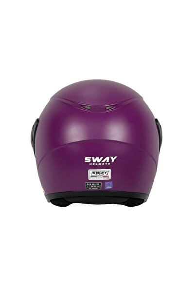 Sway Xbyc 633 Solıd Şeffaf Vizörlü Yarım Motosiklet Scooter Kaskı XLarge Beden Mürdüm