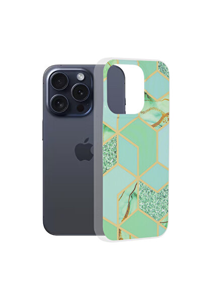 Techsuit Husa iPhone 15 Pro Marble, Green Hex