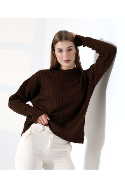REDMİNA fashion Contrast Textured Knit Sweater