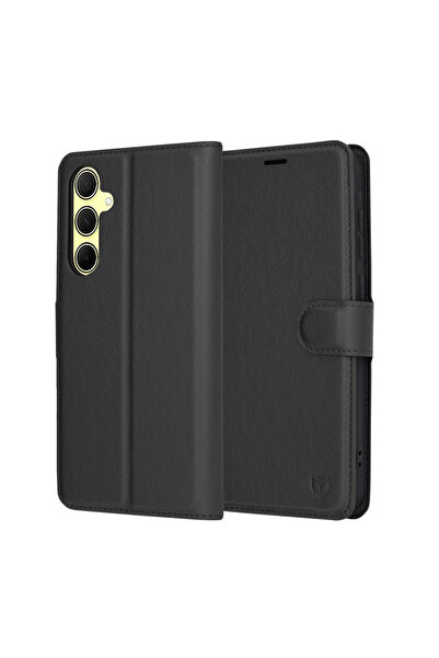 Techsuit Δερμάτινη θήκη Folio για Samsung Galaxy A35 5G, μαύρη