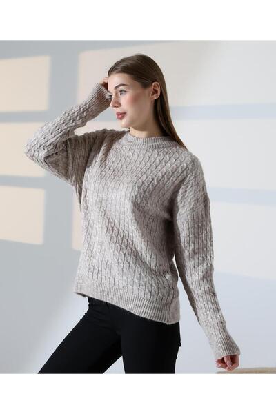 REDMİNA fashion Contrast Textured Knit Sweater