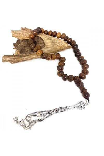 Rfahity سبحة خشب العود الكمبودي الطبيعي والفضة